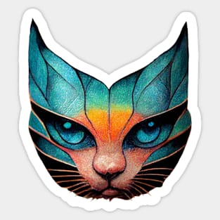 Geometric Teal Cat Sticker